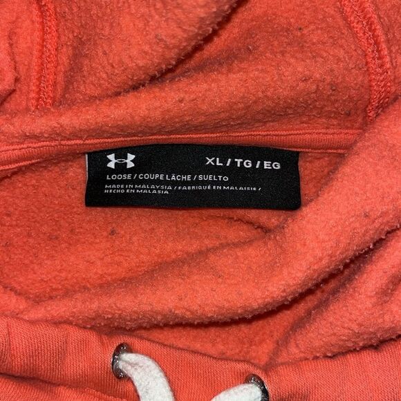 Peach high neck Under Armour hooded hoodie pullover yoya sweatshirt XL short - Picture 4 of 6